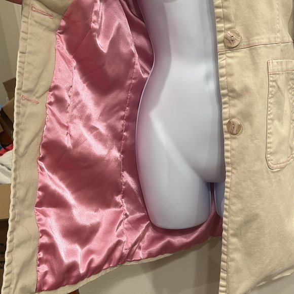 Denim&Co Cream Trench Coat with Pink Accents - Picture 7 of 8